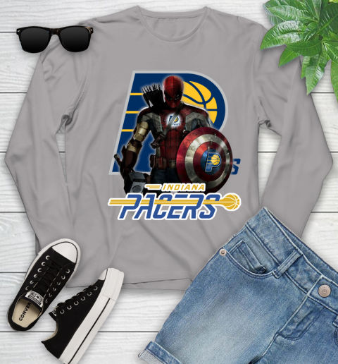 Indiana Pacers NBA Basketball Captain America Thor Spider Man Hawkeye Avengers Youth Long Sleeve 5