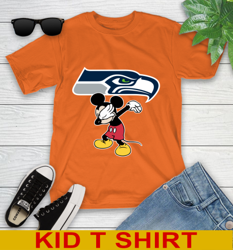 Seattle Seahawks NFL Football Dabbing Mickey Disney Sports Youth T-Shirt 7