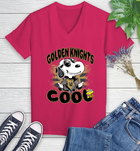 NHL Hockey Vegas Golden Knights Cool Snoopy Shirt Women's V-Neck T-Shirt 7