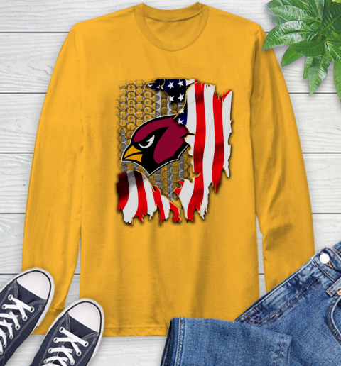 Arizona Cardinals NFL Football American Flag Long Sleeve T-Shirt - Image 3