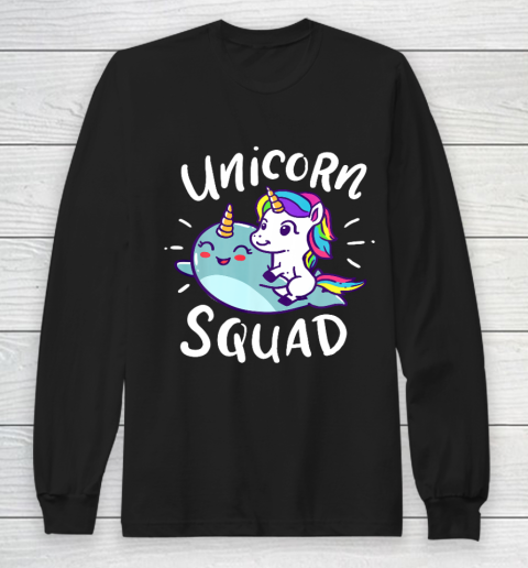 Unicorn Squad Narwhal Funny Cute Birthday Party Present Gift Long Sleeve T-Shirt