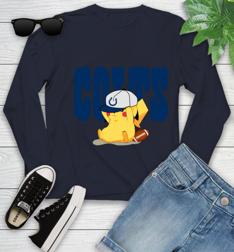 NFL Pikachu Football Sports Indianapolis Colts Youth Long Sleeve 3