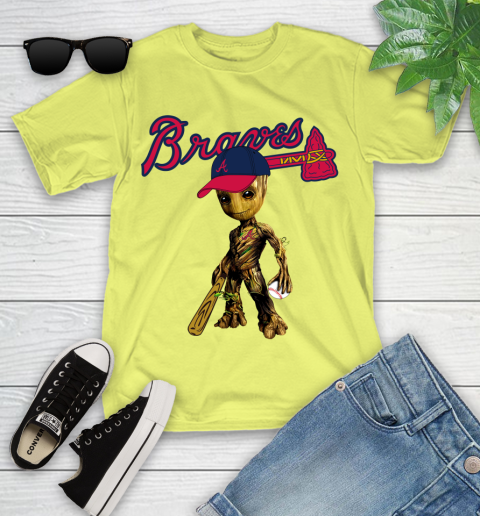 MLB Atlanta Braves Groot Guardians Of The Galaxy Baseball Youth T-Shirt 20