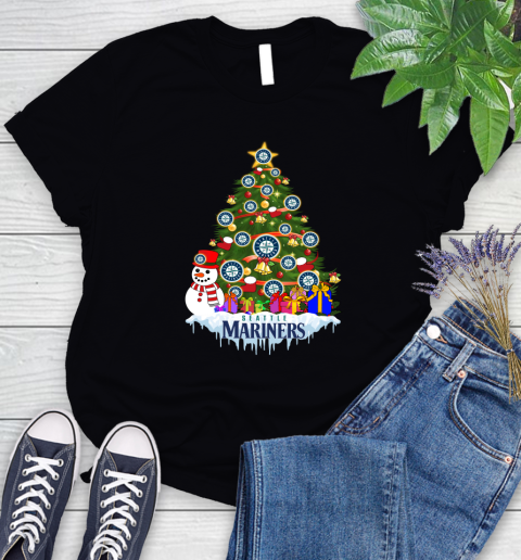 Seattle Mariners Merry Christmas MLB Baseball Sports Women's T-Shirt 2