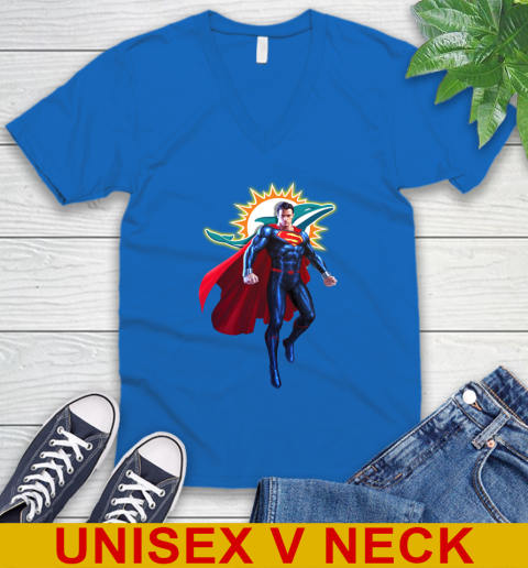 NFL Superman DC Sports Football Miami Dolphins V-Neck T-Shirt 6