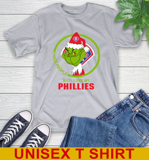 Philadelphia Phillies MLB Christmas Grinch I Hate People But I Love My Favorite Baseball Team T-Shirt 6