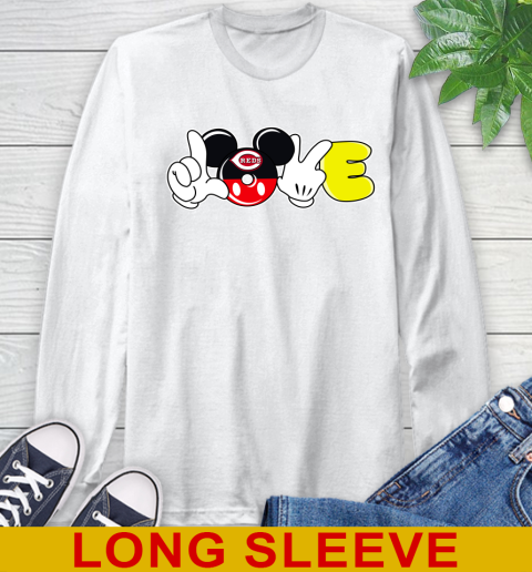 Cincinnati Reds MLB Baseball Love Mickey Disney Sports Long Sleeve T-Shirt