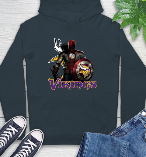 NFL Captain America Thor Spider Man Hawkeye Avengers Endgame Football Minnesota Vikings Hoodie 7