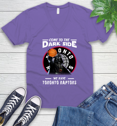 NBA Come To The Dark Side We Have Toronto Raptors Star Wars Darth Vader Basketball V-Neck T-Shirt 8
