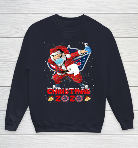 Columbus Blue Jackets Funny Santa Claus Dabbing Christmas 2020 NHL Youth Sweatshirt 2