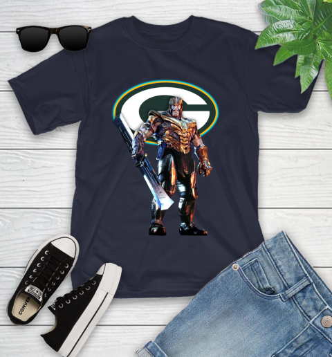 NFL Thanos Gauntlet Avengers Endgame Football Green Bay Packers Youth T-Shirt 3