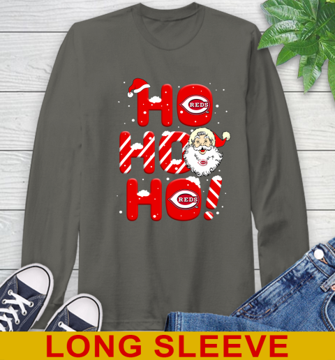 Cincinnati Reds MLB Baseball Ho Ho Ho Santa Claus Merry Christmas Shirt Long Sleeve T-Shirt 10