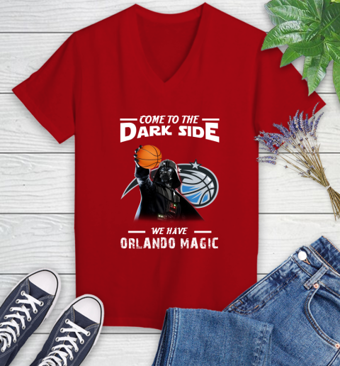 NBA Come To The Dark Side We Have Orlando Magic Star Wars Darth Vader Basketball Women's V-Neck T-Shirt 11