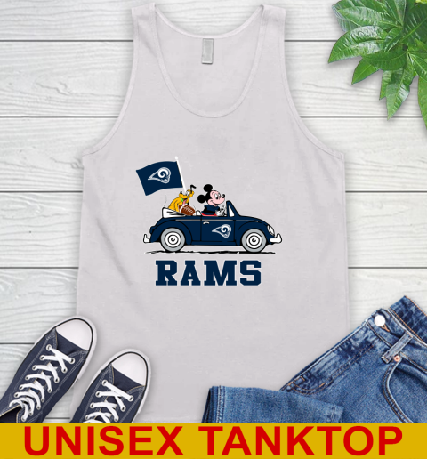 NFL Football Los Angeles Rams Pluto Mickey Driving Disney Shirt Tank Top