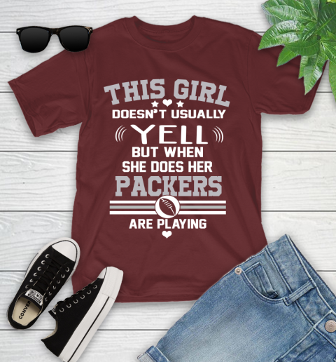 Green Bay Packers NFL Football I Yell When My Team Is Playing Youth T-Shirt 14