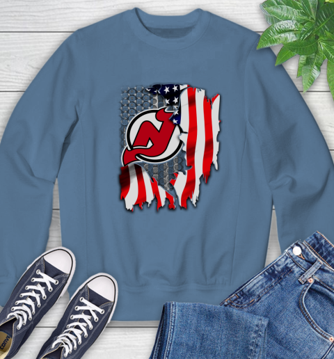 New Jersey Devils NHL Hockey American Flag Sweatshirt 8