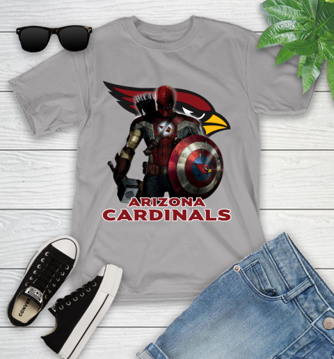 NFL Captain America Thor Spider Man Hawkeye Avengers Endgame Football Arizona Cardinals Youth T-Shirt 4
