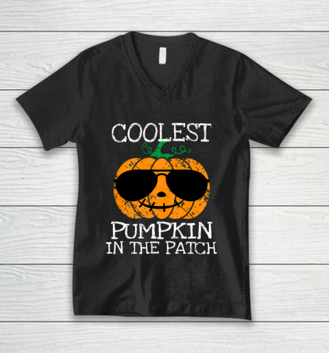 Kids Coolest Pumpkin In The Patch Halloween Costume Boys Girls V-Neck T-Shirt