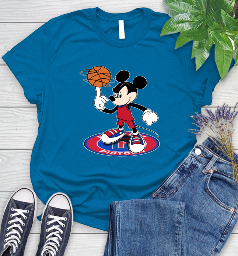 NBA Basketball Detroit Pistons Cheerful Mickey Disney Shirt Women's T-Shirt 8