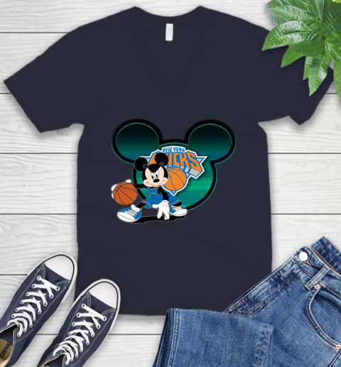 NBA New York Knicks Mickey Mouse Disney Basketball V-Neck T-Shirt 3
