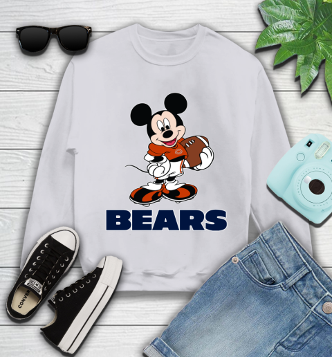 NFL Football Chicago Bears Cheerful Mickey Mouse Shirt Youth Sweatshirt 4