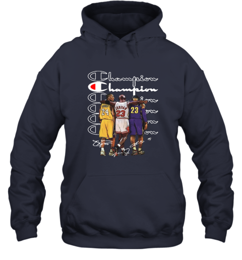 Premium Kobe Bryant Michael Jordan And Lebron James Champion Signatures Shirt Hooded