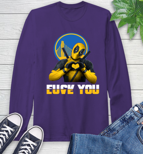 NBA Golden State Warriors Deadpool Love You Fuck You Basketball Sports Long Sleeve T-Shirt 5