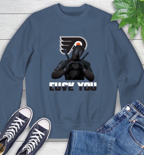 NHL Philadelphia Flyers Deadpool Love You Fuck You Hockey Sports Sweatshirt 8