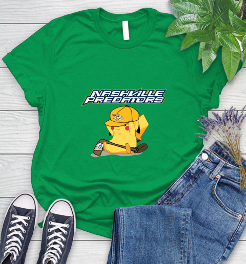 NHL Pikachu Hockey Sports Nashville Predators Women's T-Shirt 6