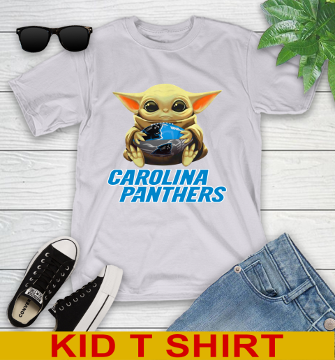 NFL Football Carolina Panthers Baby Yoda Star Wars Shirt Youth T-Shirt 5