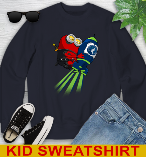 NBA Basketball Minnesota Timberwolves Deadpool Minion Marvel Shirt Youth Sweatshirt 2