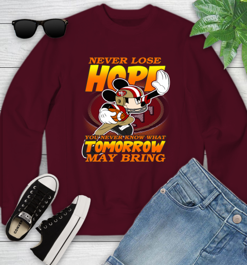 San Francisco 49ers NFL Football Mickey Disney Never Lose Hope Youth Sweatshirt 4