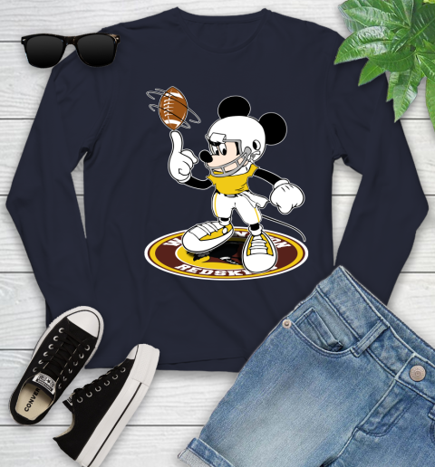 NFL Football Washington Redskins Cheerful Mickey Disney Shirt Youth Long Sleeve 3