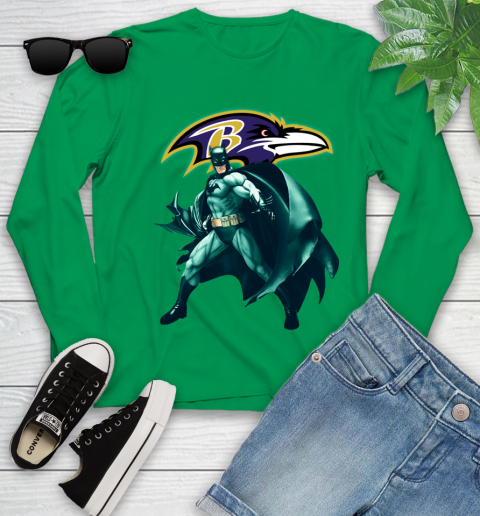 NFL Batman Football Sports Baltimore Ravens Youth Long Sleeve 6