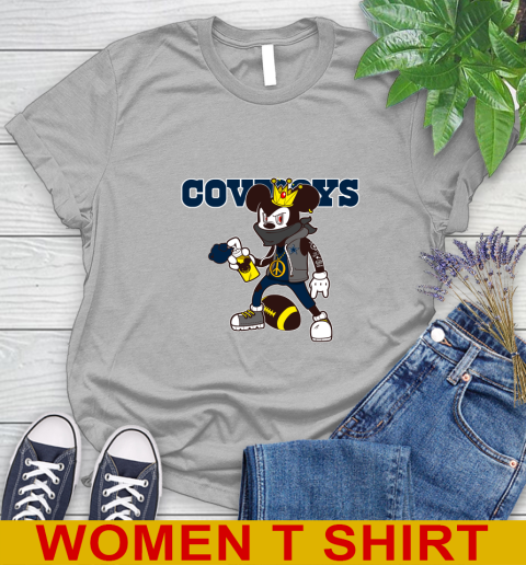 Dallas Cowboys NFL Football Mickey Peace Sign Sports Women's T-Shirt 5