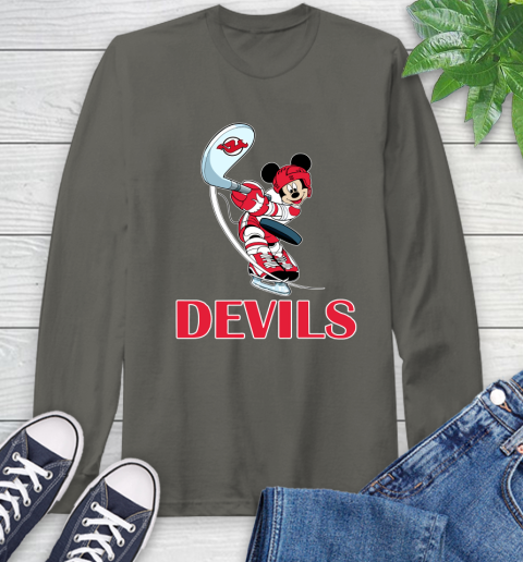 NHL Hockey New Jersey Devils Cheerful Mickey Mouse Shirt Long Sleeve T-Shirt 9