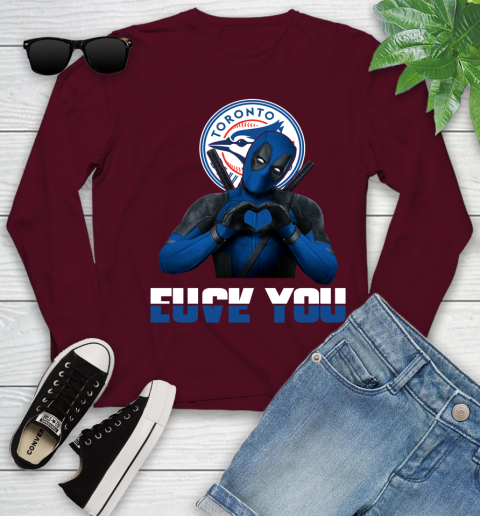 MLB Toronto Blue Jays Deadpool Love You Fuck You Baseball Sports Youth Long Sleeve 6