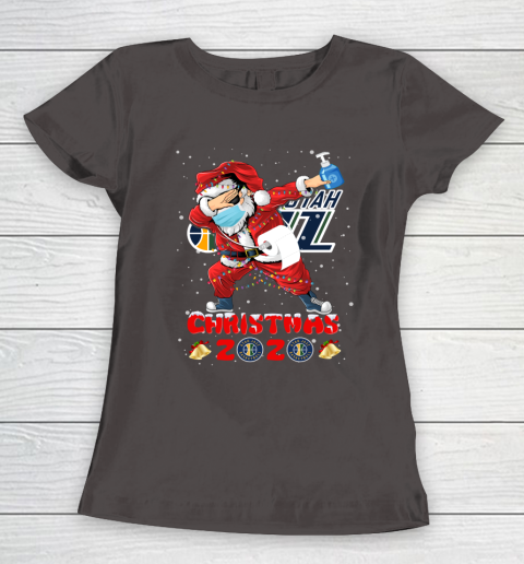 Utah Jazz Funny Santa Claus Dabbing Christmas 2020 NBA Women's T-Shirt 7