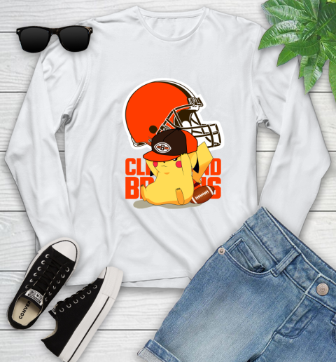 NFL Pikachu Football Sports Cleveland Browns Youth Long Sleeve