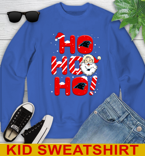 Carolina Panthers NFL Football Ho Ho Ho Santa Claus Merry Christmas Shirt Youth Sweatshirt 6
