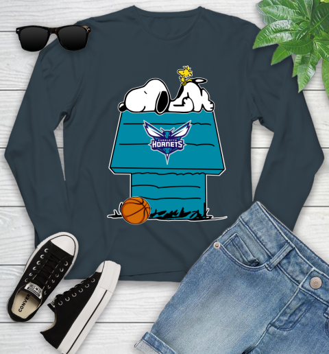 Charlotte Hornets NBA Basketball Snoopy Woodstock The Peanuts Movie Youth Long Sleeve 8
