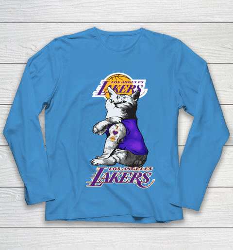 NBA Basketball My Cat Loves Los Angeles Lakers Youth Long Sleeve 5