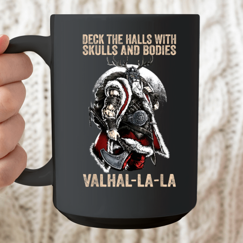 Valhalla La Deck The Halls With Skulls And Bodies Vintage Ceramic Mug 15oz