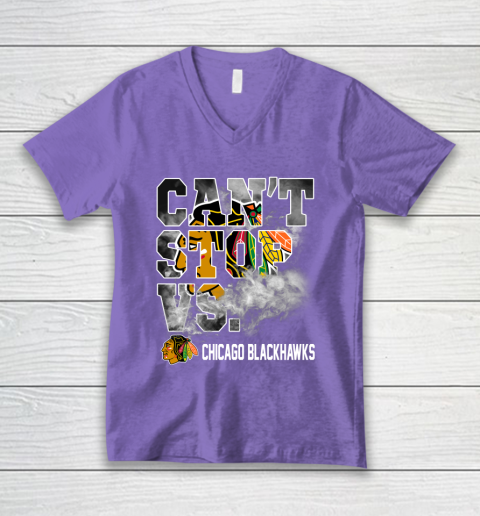 NHL Chicago Blackhawks Hockey Can't Stop Vs V-Neck T-Shirt 8