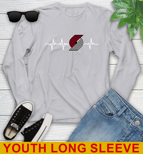 Portland Trail Blazers NBA Basketball Heart Beat Shirt Youth Long Sleeve 5