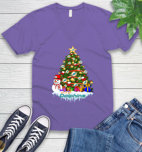 Miami Dolphins Merry Christmas NFL Football Sports V-Neck T-Shirt 9