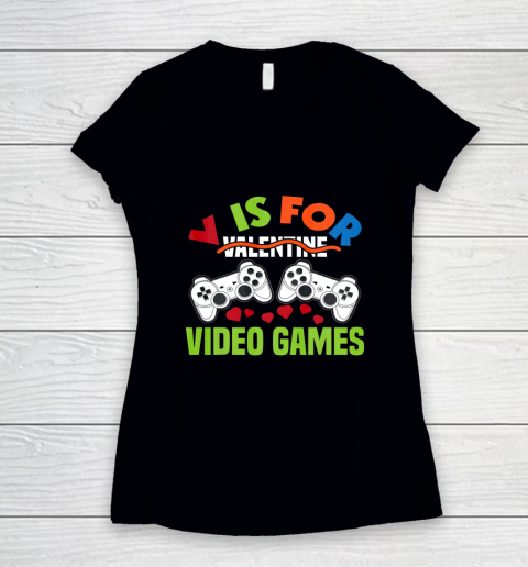 Funny Video Games Lover Valentine Day Women's V-Neck T-Shirt