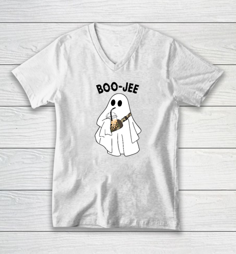 Boo Jee Funny Halloween Ghost V-Neck T-Shirt