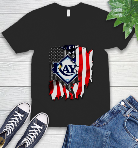 Tampa Bay Rays MLB Baseball American Flag V-Neck T-Shirt