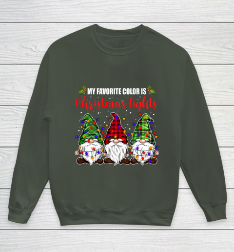 My Favorite Color Is Christmas Light Gnome Merry Christmas Youth Sweatshirt 8
